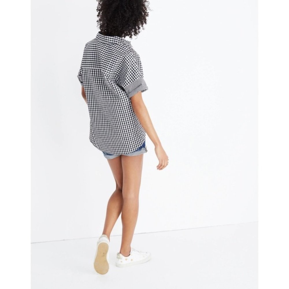 Gingham-Play Button-Down Shirt - image 3